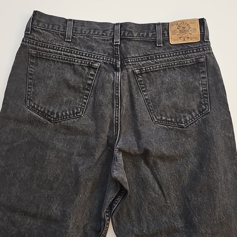 Vtg Brittania Jeans Unisex Mens W36 L30 Baggy Cropped High Rise 80s 90s Black